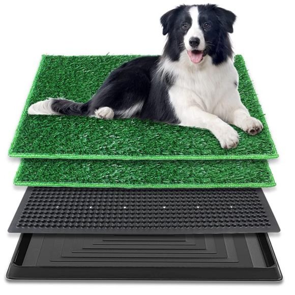 Dog Grass Pad with Tray, Large Dog Litter Box w/ 2 Fake Pee Grasses - 20" x 30" - Picture 3 of 6